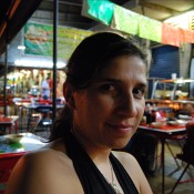 woman with dark hair in low ponytail