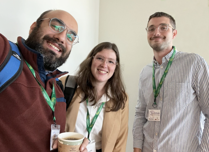 PhD student Alex Mashney, MA student Sydney Keenan, and MA student Steven Brooks at SIGDOC 2024